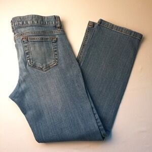 Lands' End Womens Low Rise Straight Leg Medium Wash Jeans Size 6P Y2K Stretch